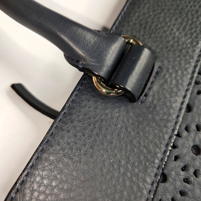 Kate Spade Tote bag Dark blue leather cutout single shoulder bag Golden hardware Removable shoulder strap-(SKU)-936488980