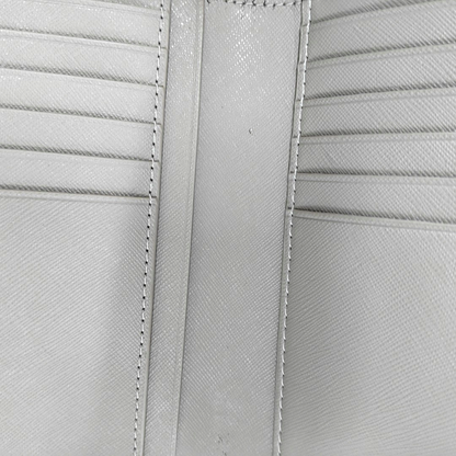 TORY BURCH Gray Leather Embossed Wallet Silver Hardware-(SKU)-14016199
