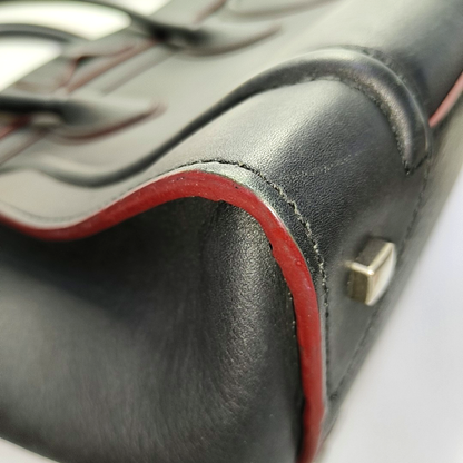 CELINE LUGGAGE mini Black Leather Smiling Face Bag Tote Bag Silver Hardware-(SKU)-960058725