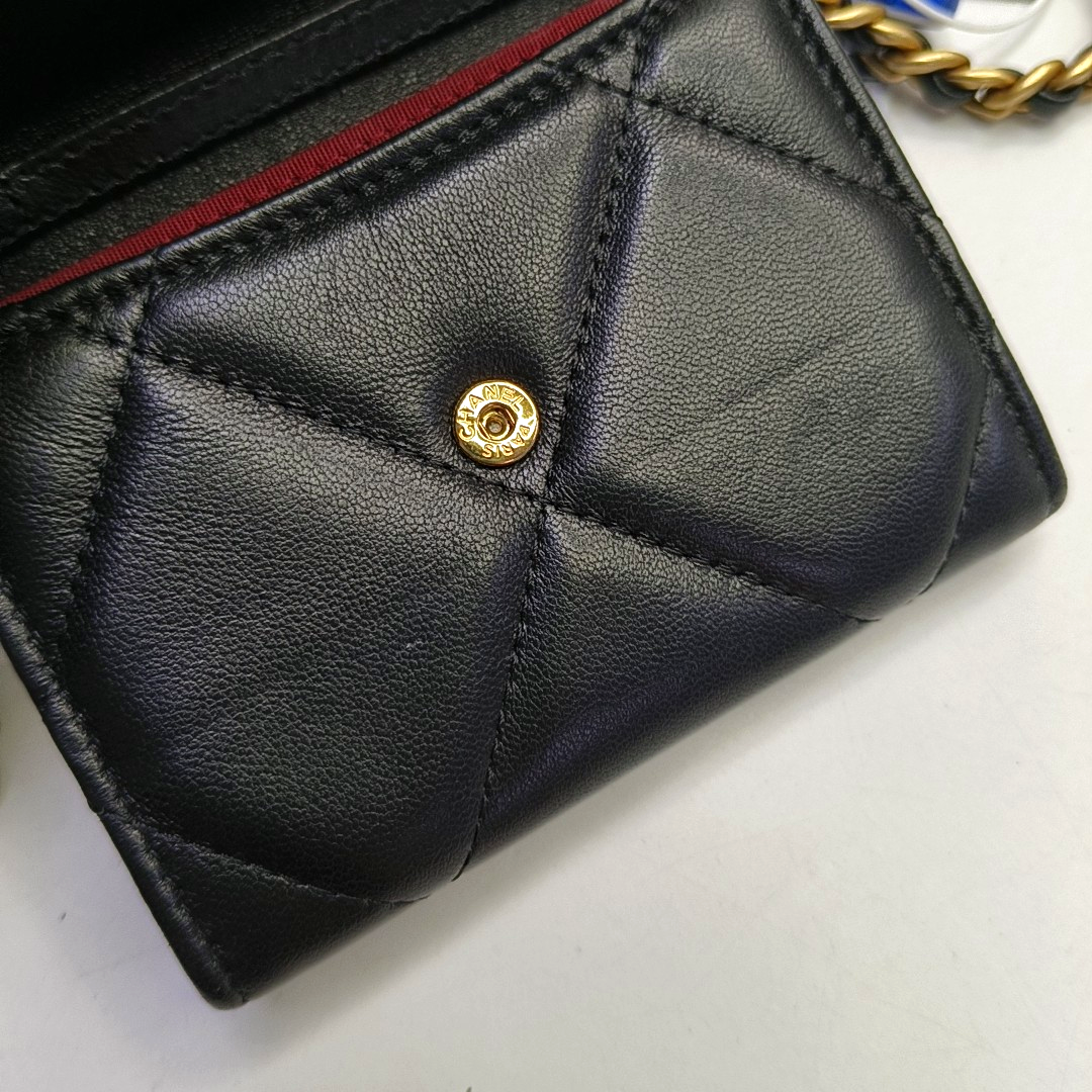 CHANEL CHANEL 19 Black Sheepskin Quilted Diamond Pattern Crossbody Bag Single Shoulder Bag Golden Silver Palladium Hardware 31 Clasp-(SKU)-951093853