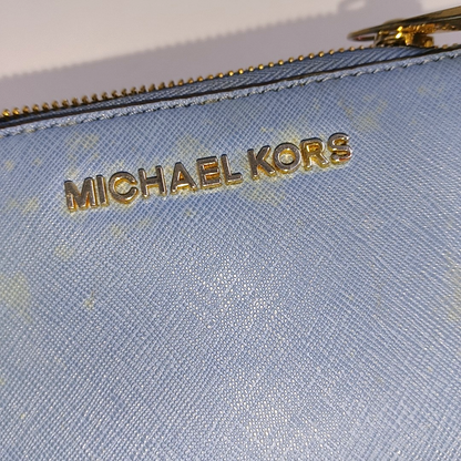 MICHAEL KORS Jet Set TravelDark blue leather textured wallet-(SKU)-940976850