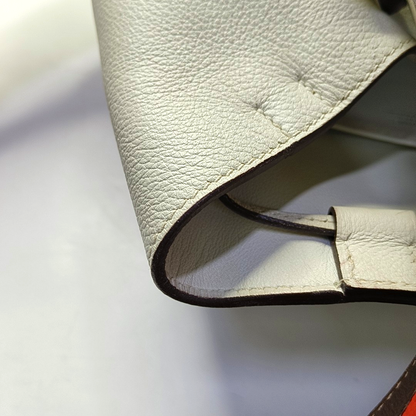 HERMÈS Licol 17 Glacier White Evercolor Leather Shoulder Bag with Silver Hardware, C-(SKU)-945823403