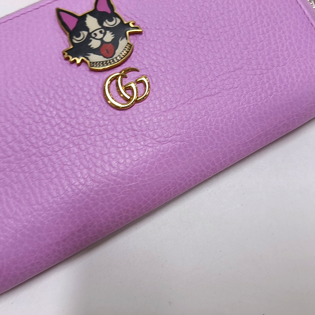 GUCCI GG Marmont Fuchsia Cowhide Badge Wallet Golden hardware-(SKU)-941729773