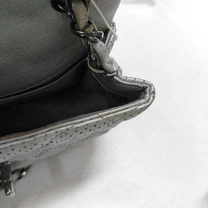 CHANEL CLASSIC FLAP Mini Silver Lamb Skin Quilted Square Crossbody Shoulder Bag Silver Hardware 19 Clasp-(SKU)-968090847