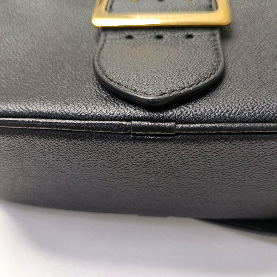 BURBERRY Buckle Black Cowhide Single Shoulder Bag Crossbody Bag Golden hardware-(SKU)-955784858
