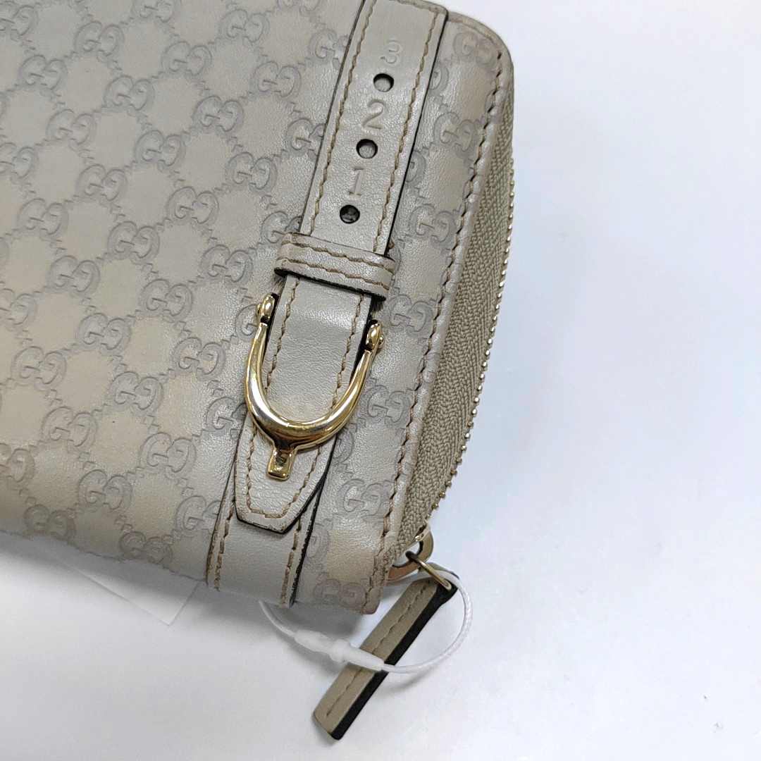 GUCCI Gray Cowhide Monogrammed Embossed Wallet Golden hardware-(SKU)-959914581