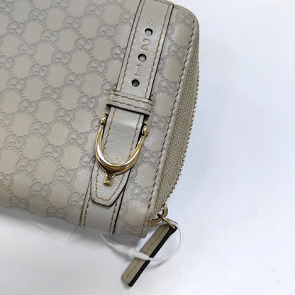 GUCCI Gray Cowhide Monogrammed Embossed Wallet Golden hardware-(SKU)-959914581