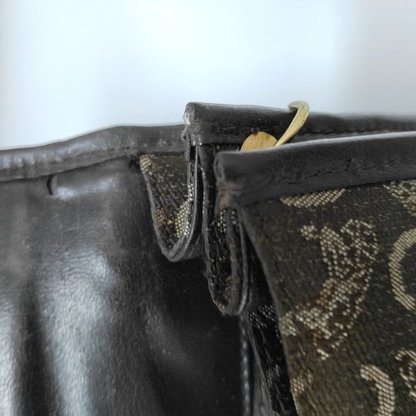 CELINE Brown Canvas Floral Crossbody Single Shoulder Bag Golden hardware Removable shoulder strap-(SKU)-13628676