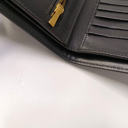 CELINE Medium size Black Cowhide Wallet Golden hardware-(SKU)-957043461