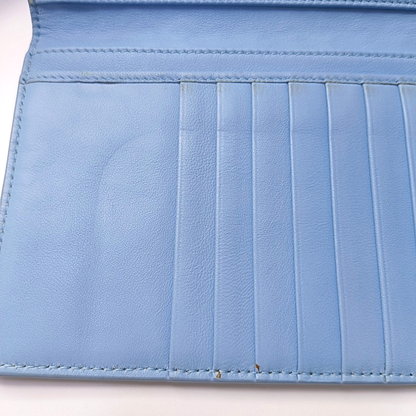 BOTTEGA VENETA Light Blue Lamb Leather Woven Wallet Black hardware-(SKU)-957556480