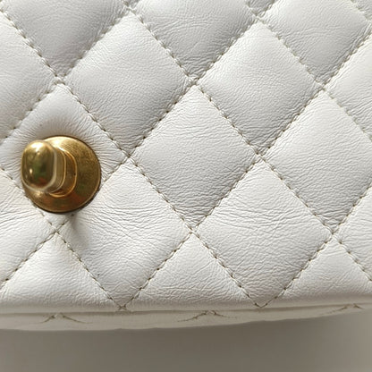 CHANEL CLASSIC FLAP Mini White Lambskin Diamond Quilted Mini Single Shoulder Bag Crossbody with Gold Hardware 30 Compartments-(SKU)-966313895