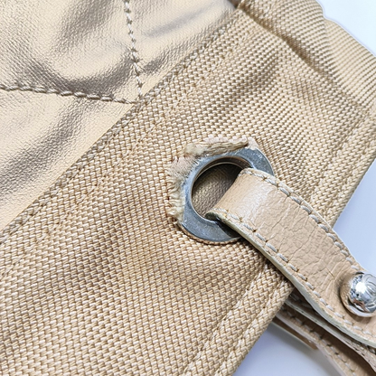 CHANEL Tote bag Champagne Coated Canvas Monogrammed Quilted Handbag Silver Hardware 11nan-(SKU)-948373759