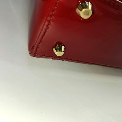 DIOR Lady Dior Mini Red Patent Leather Quilted Cannage Three-Panel Single Shoulder Bag Handbag Crossbody Bag Gold Hardware Removable Shoulder Strap-(SKU)-969715259