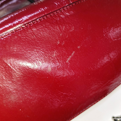 TOD'S Burgundy Patent Leather Quilted Single Shoulder Bag Ruthenium color hardware Removable shoulder strap-(SKU)-931990253