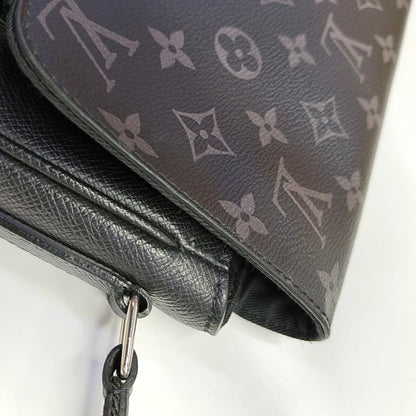 LOUIS VUITTON TAIGARAMA Black Coated Canvas Monogram Tote Shoulder Bag with Silver Hardware-(SKU)-965640486