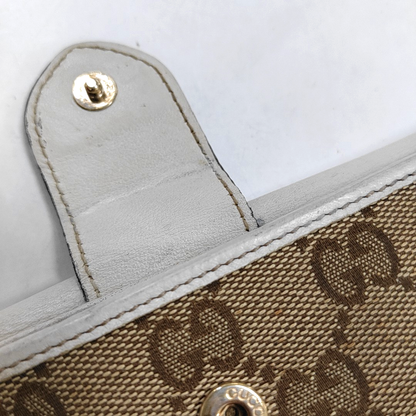 GUCCI Lovely Khaki Canvas Monogrammed Coin Purse Golden hardware-(SKU)-928591685