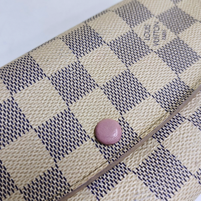 LOUIS VUITTON EMILIE White Coated Canvas Checkered Wallet Golden hardware-(SKU)-954698850