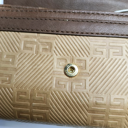 GIVENCHY Brown Leather Embossed Wallet Golden hardware-(SKU)-949930539