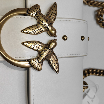 PINKO mini White Cowhide Studs Crossbody Bag Shoulder Bag Golden hardware-(SKU)-944690837