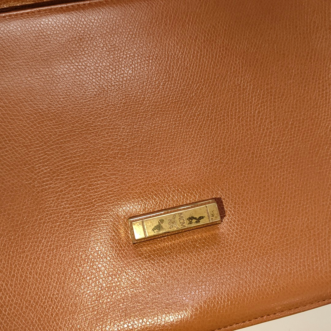 MCM Brown Cowhide Single Shoulder Bag Tote Golden hardware-(SKU)-930978260