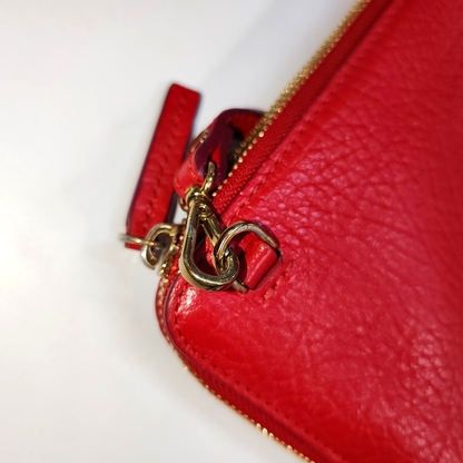 MCM Red Leather Rivet Embellished Crossbody Shoulder Bag Golden Silver Hardware Removable shoulder strap-(SKU)-942099905