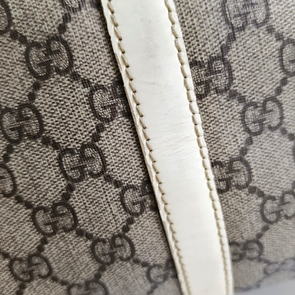 GUCCI Beige Coated Canvas Monogrammed Tote Bag Golden hardware-(SKU)-958959380