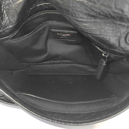 YSL NIKI Medium Size Black Calf Leather Embossed Crossbody Bag Handbag Single Shoulder Bag Black Hardware-(SKU)-967755716