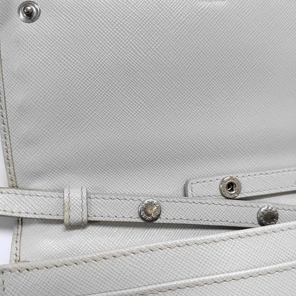 PRADA White Cowhide Crisscross Studs Single Shoulder Bag Crossbody Bag Silver Hardware Removable shoulder strap-(SKU)-935053572