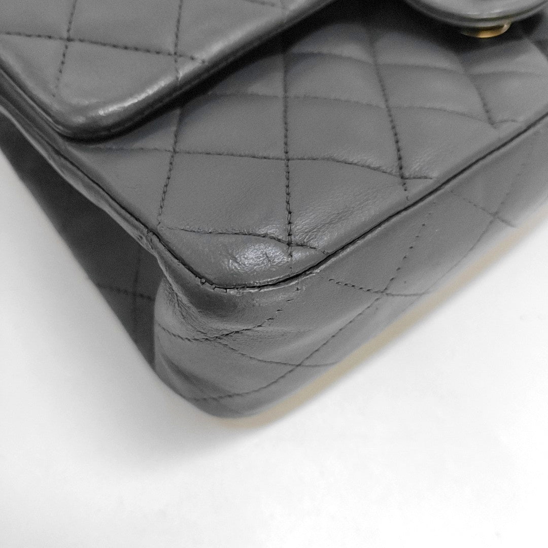 CHANEL CLASSIC FLAP Medium-sized Grey Lamb Skin Quilted Monogram Crossbody Bag Shoulder Bag 19 Clasp Golden Hardware-(SKU)-967065506