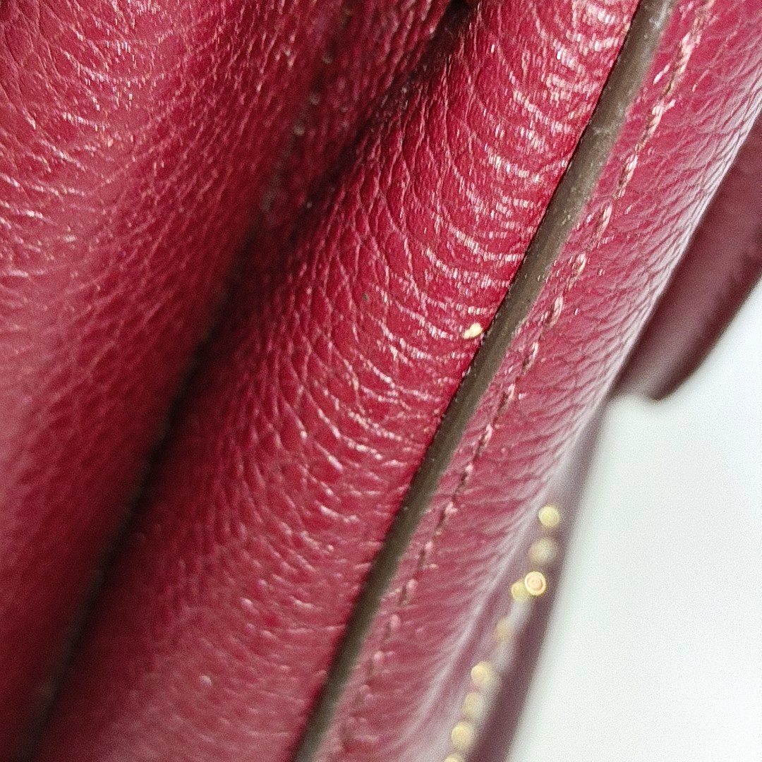 MICHAEL KORS Mercer Burgundy Cowhide Studs Handbag Single Shoulder Bag Crossbody Bag Golden hardware-(SKU)-14232692