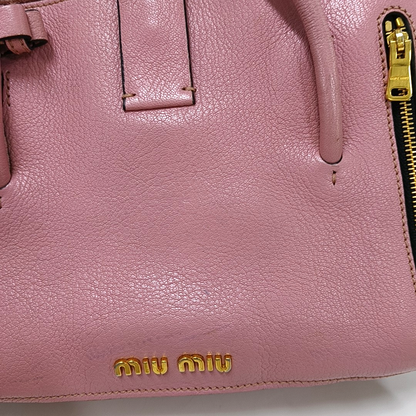 Miu Miu Pink Cowhide Sling Bag Tote Bag Golden hardware Removable shoulder strap-(SKU)-930663489