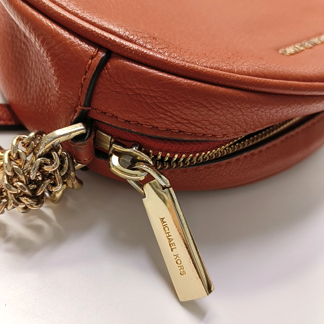 MICHAEL KORS Jet Set Orange Red Leather Single Shoulder Bag Crossbody Bag Golden hardware-(SKU)-951616686
