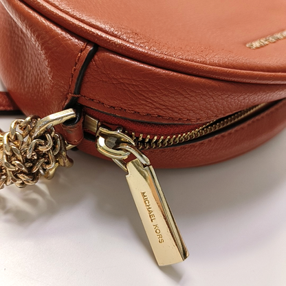 MICHAEL KORS Jet Set Orange Red Leather Single Shoulder Bag Crossbody Bag Golden hardware-(SKU)-951616686