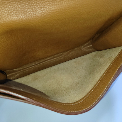 HERMÈS Sac A Depeches 27 Gold Brown Clemence Leather Handbag Silver Hardware K Engraved-(SKU)-965014761