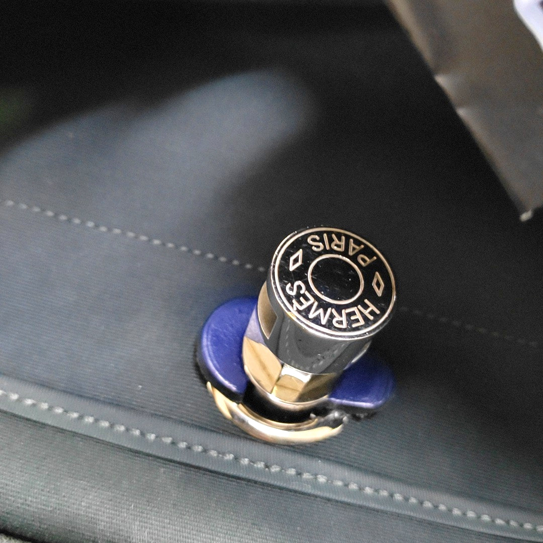 HERMÈS Herbag 31 Pine Green Canvas Crossbody, Tote, and Shoulder Bag with Silver Hardware C, Detachable Strap-(SKU)-969467115