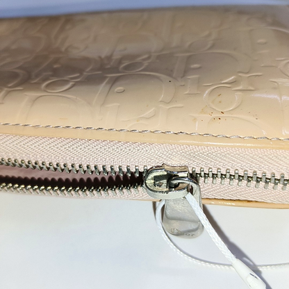 DIOR Pink Patent Leather Vintage Wallet Silver Hardware-(SKU)-939810681