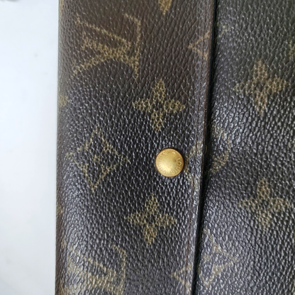 LOUIS VUITTON PORTE MONNAIE Large size Brown coated canvas vintage wallet Golden hardware-(SKU)-944949286