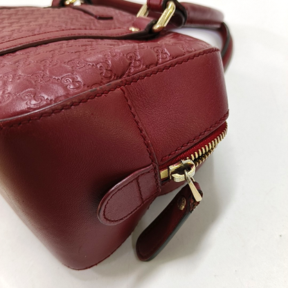 GUCCI Ligne Shima Red Calfskin Monogram Embossed Handbag Single Shoulder Bag Crossbody Bag Golden Silver Hardware-(SKU)-949440048
