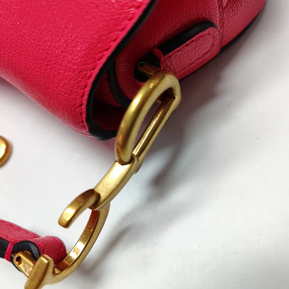 DIOR Saddle Super Mini Pink Calf Leather Saddle Bag Crossbody Shoulder Bag-(SKU)-970314274