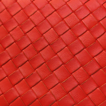 BOTTEGA VENETA Red Sheepskin Weave Wallet Ruthenium color hardware-(SKU)-949846993