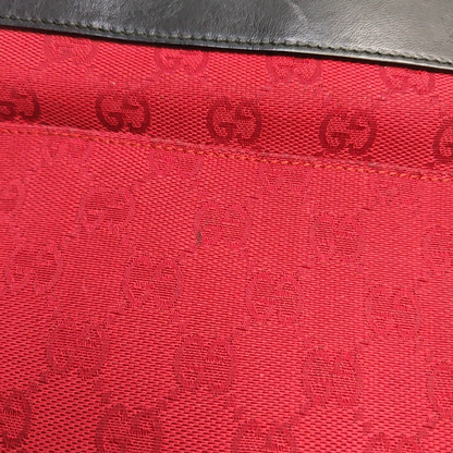 GUCCI Red Canvas Monogrammed Jacquard Shoulder Bag Silver Hardware-(SKU)-948846460