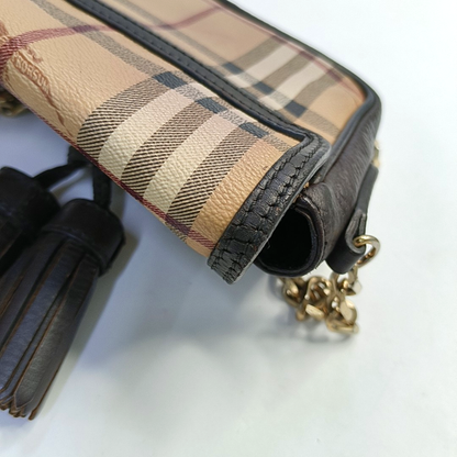 BURBERRY Brown Coated Canvas Warhorse Grain Single Shoulder Bag Crossbody Bag Golden hardware-(SKU)-953635719