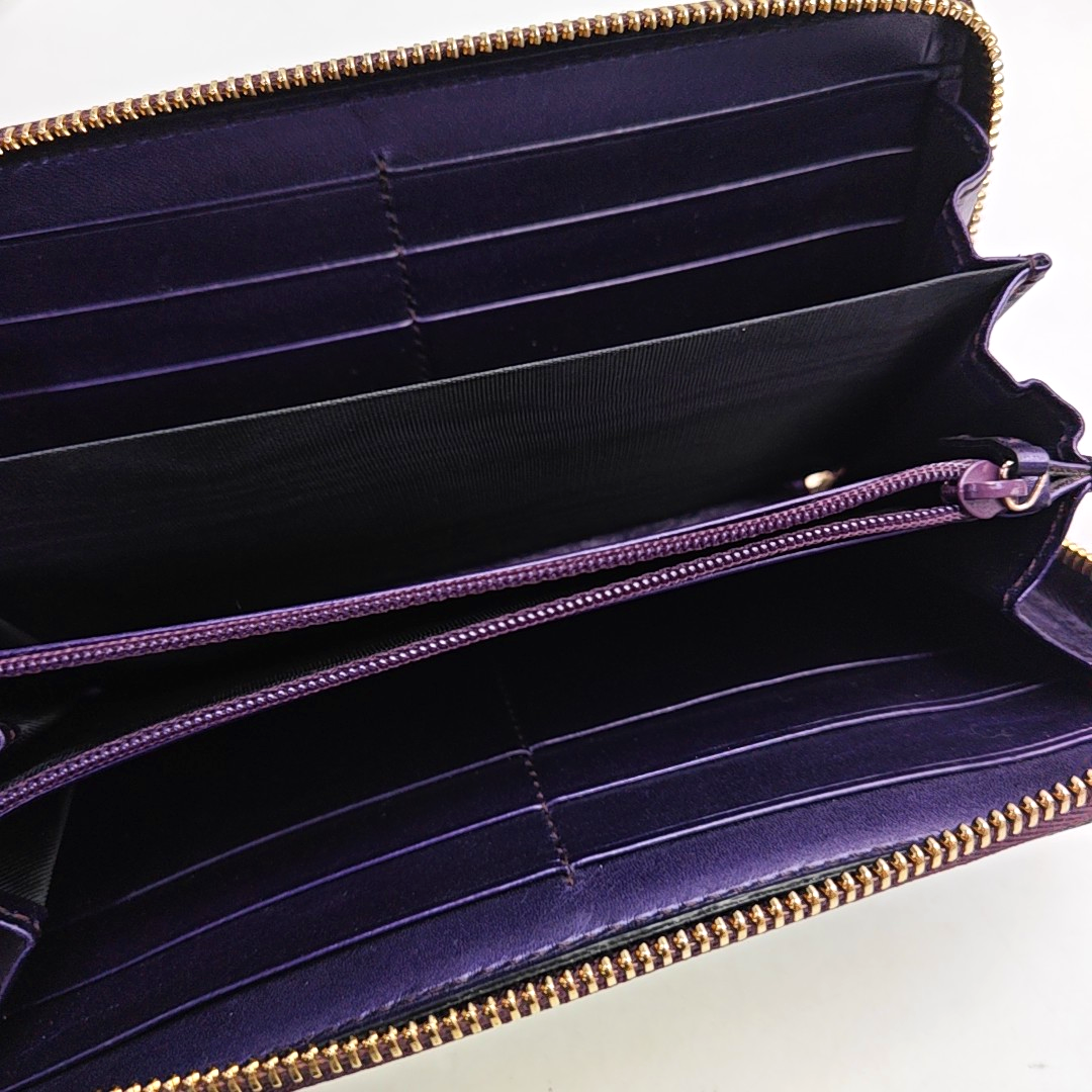 GUCCI Purple Cowhide Monogram Embossed Wallet Golden hardware-(SKU)-947213234