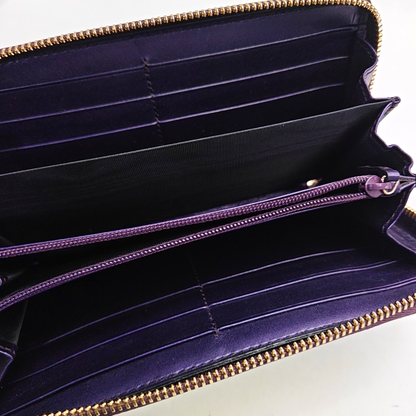 GUCCI Purple Cowhide Monogram Embossed Wallet Golden hardware-(SKU)-947213234