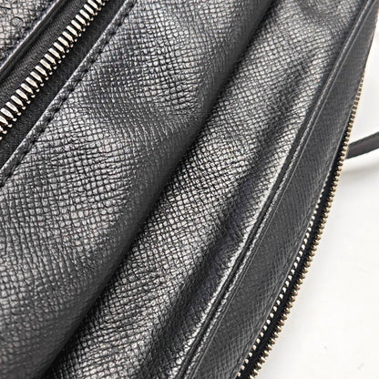 LOUIS VUITTON OUTDOOR Small Black Leather Monogram Messenger Bag Shoulder Bag Crossbody Bag Silver Hardware-(SKU)-970352142