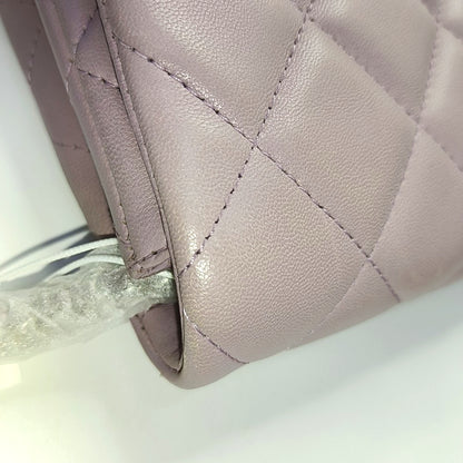 CHANEL CLASSIC FLAP Light Purple Lamb Leather Quilted Shoulder Bag with Removable Strap-(SKU)-968118036