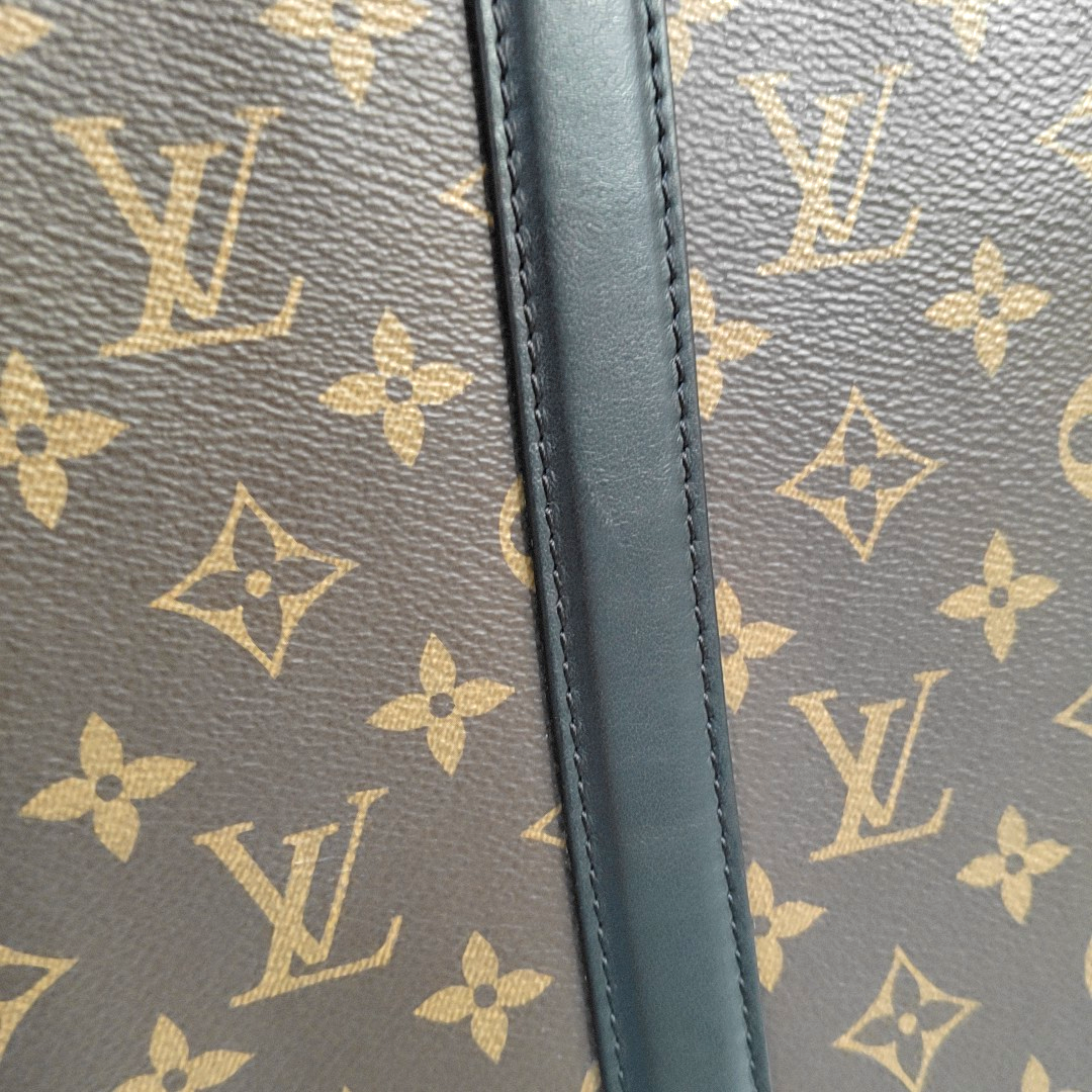 LOUIS VUITTON WEEK-END Large Size Brown Coated Canvas Monogram Single Shoulder Bag Handbag Black Hardware Removable Shoulder Strap-(SKU)-955520114