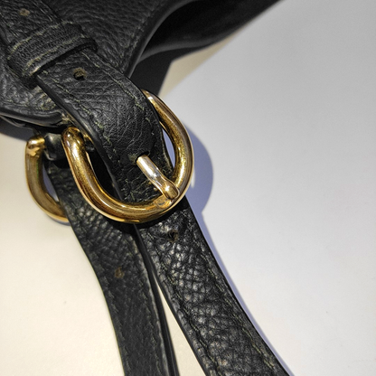 BURBERRY Canterbury Black Cowhide Warhorse Grain Single Shoulder Bag Golden hardware shoulder straps-(SKU)-933963706