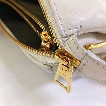 LOUIS VUITTON COUSSIN Small White Lamb Skin Embossed Crossbody Shoulder Bag Gold Hardware 2 Removable Straps-(SKU)-969252517