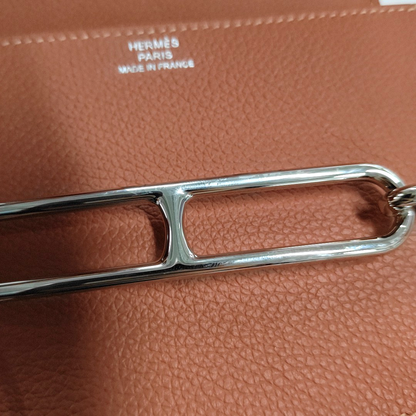 HERMÈS Roulis Slim Salmon Evercolor Leather Flap Wallet Silver Hardware Z Inside Pocket Complete Accessories-(SKU)-928395278